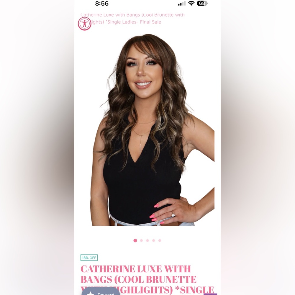 Chelsey Smith Cosmetics Catherine Luxe w/ bangs (cool brunette w/ highlights)